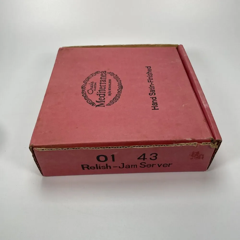 Vintage Oneida Custom Stainless 18/8 Condiment Relish 3 Bowl Server Original Box